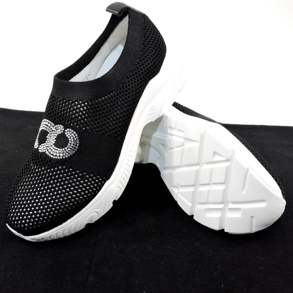 CASADEI 🇮🇹 WOMEN'S BLACK STREICH FABRIC FASHION SUMMER SNEAKERS - Picture 6 of 10